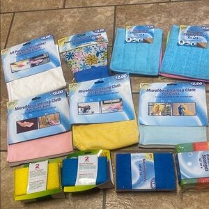 Microfiber Cleaning Cloth Set - Blue, Yellow, Pink